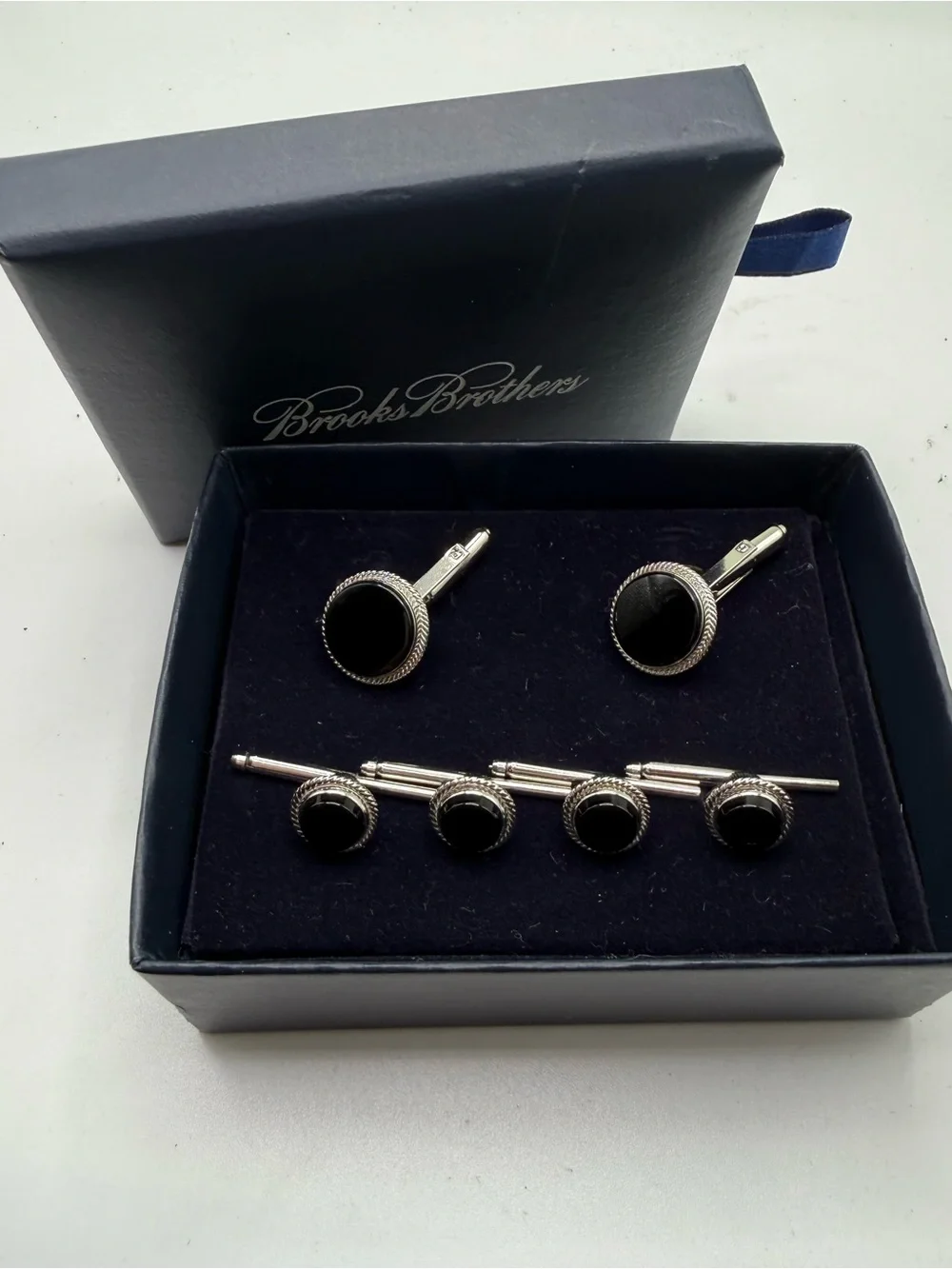 Brooks Brothers Sterling Onyx Cufflinks Studs